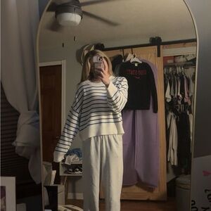 White and Blue Striped Sweater